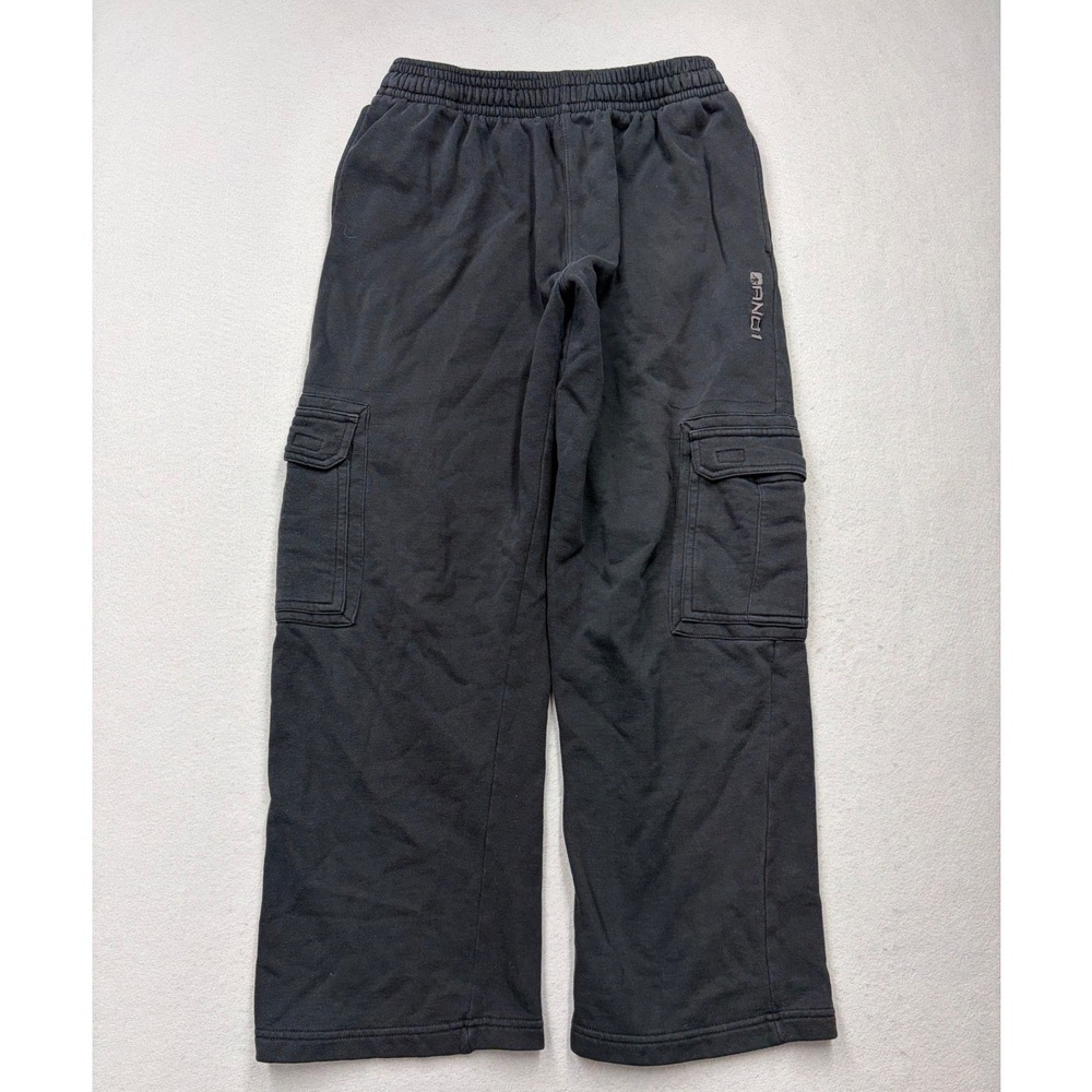 AND1 Cargo Sweatpants Mens Medium Black Y2K Relaxed Fit Fleece Joggers
